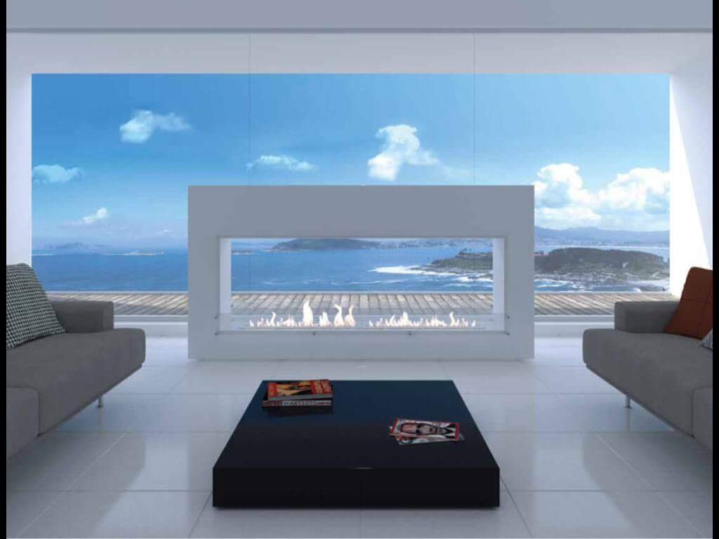 Cheminée éthanol traversante